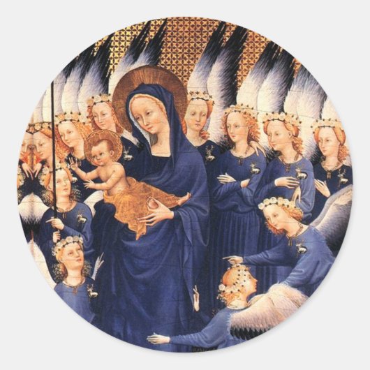 ヴァージンと子供、天使、クリスマス喜び平和の愛 ラウンドシール (正面)