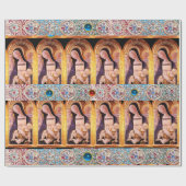 ヴァージンと子供、赤い青い宝石を持つ天使 ラッピングペーパー (フラット)