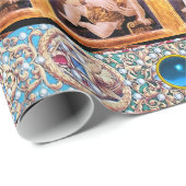 ヴァージンと子供、赤い青い宝石を持つ天使 ラッピングペーパー (ロールコーナー)