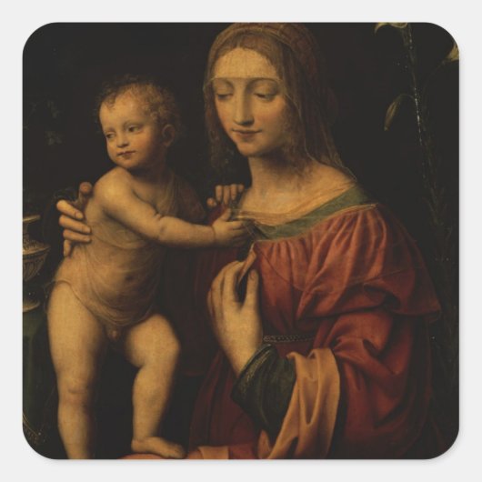 ヴァージンと子(パネル上の油) 2 スクエアシール (正面)