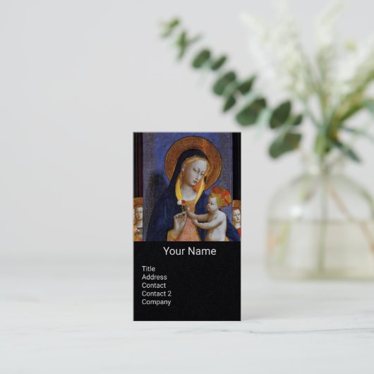 ヴァージンと子,天使と聖人ブラック紙 名刺 (スタンド正面)
