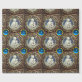 ヴァージンと子,青いサファイア宝石 ラッピングペーパー (フラット)