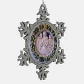 ヴァージンと聖人のラウンド スノーフレークピューターオーナメント (左)