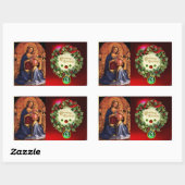 ヴァージンと聖人付きモノグラムグリーンエメラルド 長方形シール (シート)