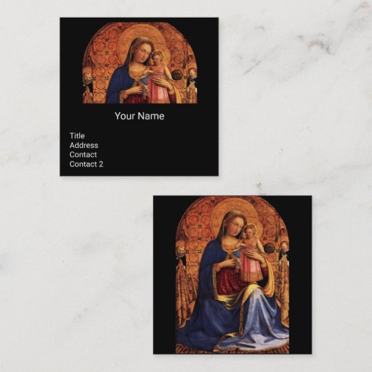 ヴァージンと聖人付き黒 スクエア名刺 (正面/裏面)