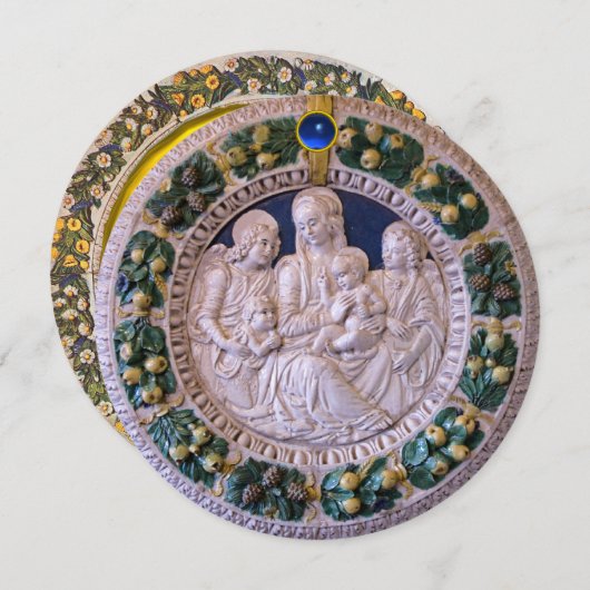 ヴァージンの子供と天使のフローラクラウンクリスマス 招待状 (正面/裏面)