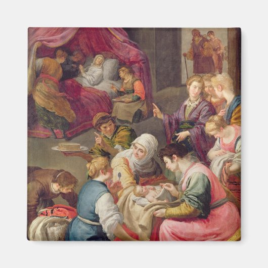 ヴァージンの誕生1640 (キャンバス上の油) マグネット (正面)