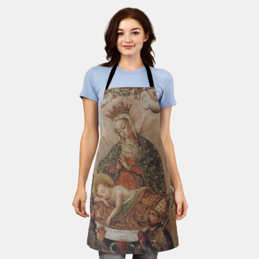 ヴァージンはキリストの子のクリスマスを崇拝 エプロン (着用した状態)