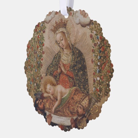 ヴァージンはキリストの子のクリスマスを崇拝 オーナメントカード (左)