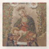ヴァージンはキリストの子のクリスマスを崇拝 ガラスコースター (正面)