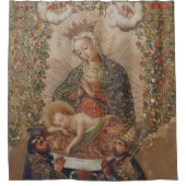 ヴァージンはキリストの子のクリスマスを崇拝 シャワーカーテン (正面)