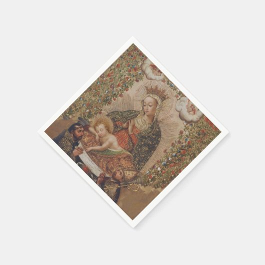 ヴァージンはキリストの子のクリスマスを崇拝 スタンダードカクテルナプキン (角)