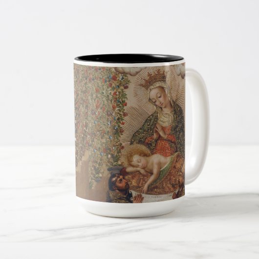 ヴァージンはキリストの子のクリスマスを崇拝 ツートーンマグカップ (正面右)