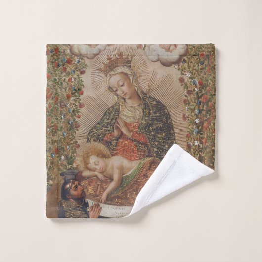 ヴァージンはキリストの子のクリスマスを崇拝 バスタオルセット (ウォッシュタオル)