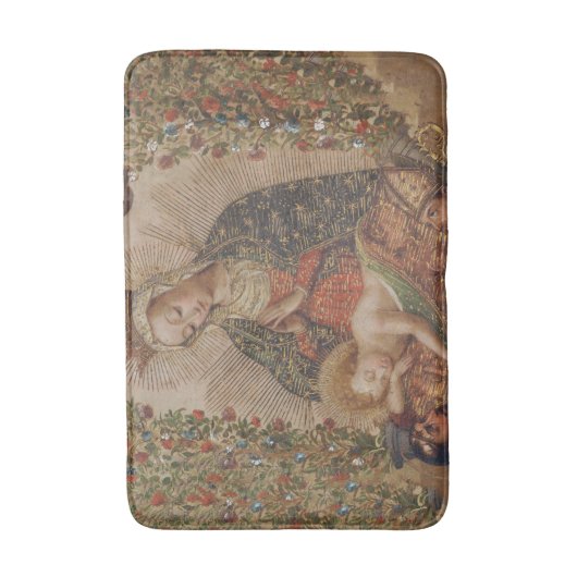 ヴァージンはキリストの子のクリスマスを崇拝 バスマット (正面縦)