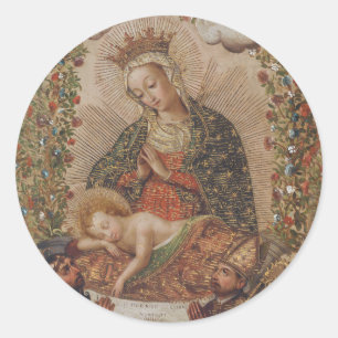 ヴァージンはキリストの子のクリスマスを崇拝 ラウンドシール