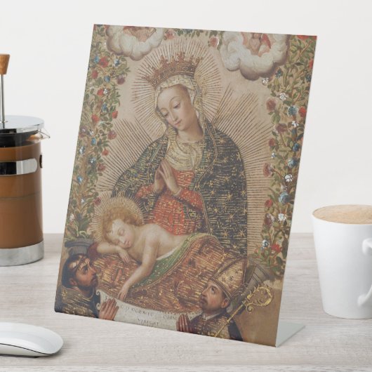 ヴァージンはキリストの子のクリスマスを崇拝 台座サイン (インサイチュ)