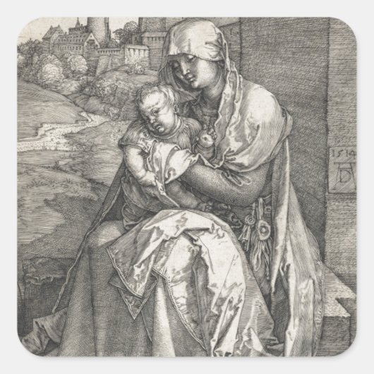 ヴァージンはAlbrecht Durerによって壁に座る スクエアシール (正面)