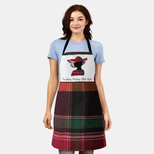 ヴァージンアイランズカリブのマドラレエレガントレディ エプロン (着用した状態)