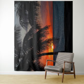 ヴァージンアイランズサンセットカリブの海パームツリーズ タペストリー (インサイチュ)