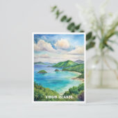 ヴァージンアイランズナショナルパークウォーター絵を描カラー ポストカード (スタンド正面)