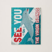 ヴァージンアイランドドルフィン – レトロヴィンテージトラベル ジグソーパズル (縦)