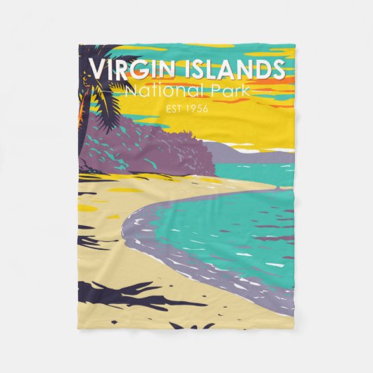 ヴァージンアイランドナショナルパークトランクベイビーチ フリースブランケット (正面)