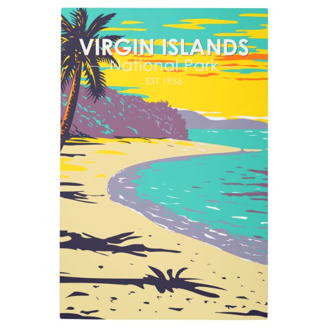 ヴァージンアイランドナショナルパークトランクベイビーチ メタルプリント (正面)