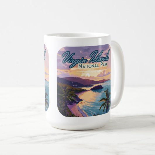 ヴァージンアイランドナショナルパークビーチセントジョン コーヒーマグカップ (正面右)
