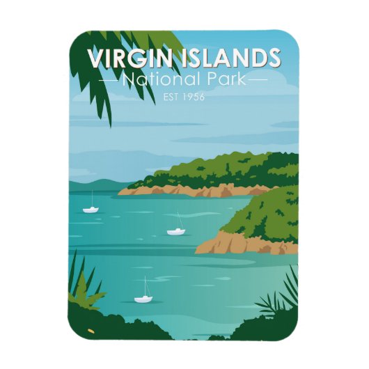 ヴァージンアイランドナショナルパークボートヴィンテージ マグネット (縦)