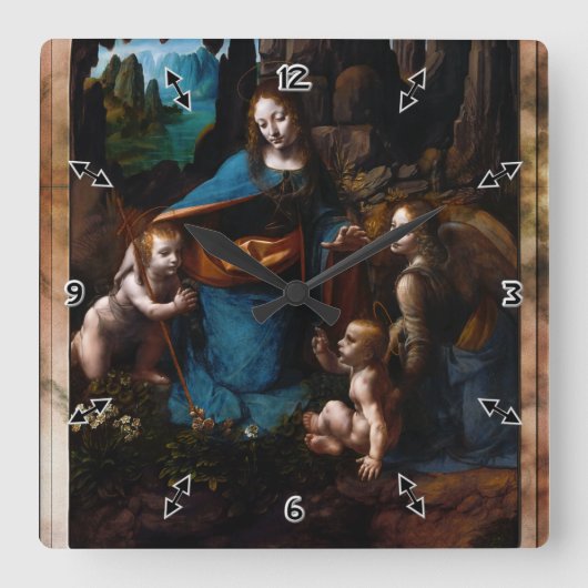 ヴァージンオブザロックズバイレオナルドダヴィンチ スクエア壁時計 (正面)