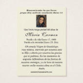 ヴァージンクリスマスグアダルーペスペインの葬儀祈りの言葉 (裏面)