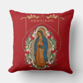 ヴァージングアダルーペカトリック宗教バラ クッション (正面)