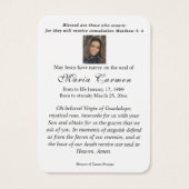 ヴァージンスペインのメアリーグアダルーペカトリック葬儀 (裏面)