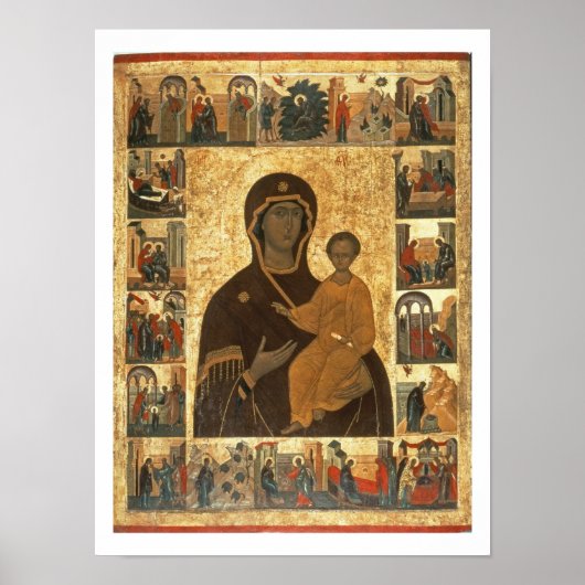 ヴァージンホデゲトリアのアイコンSmolensk, c.1450 ポスター (正面)