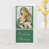 ヴァージンマザーメアリーとベビーイエス カード (黄色い花)