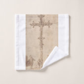 ヴァージンマリアとの十字架のデザイン バスタオルセット (ウォッシュタオル)