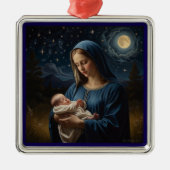 ヴァージンマリアとイエズススタリーナイトクリスマス メタルオーナメント (正面)