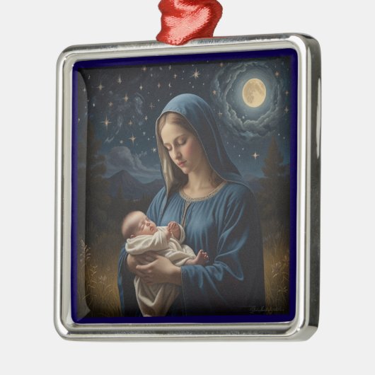 ヴァージンマリアとイエズススタリーナイトクリスマス メタルオーナメント (左)