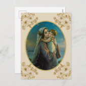 ヴァージンマリアとベビーイエスとバラ シーズンポストカード (正面/裏面)