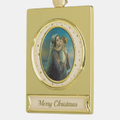 ヴァージンマリアとベビーイエスのクリスマス ゴールドプレートバナーオーナメント (左)