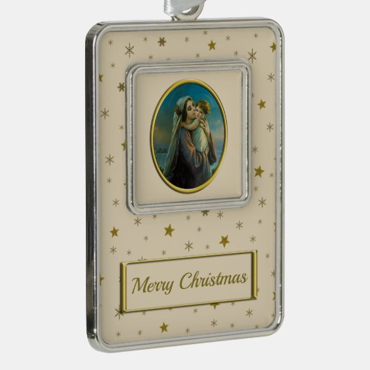 ヴァージンマリアとベビーイエスのクリスマス シルバープレートフレームオーナメント (右)
