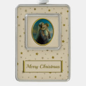 ヴァージンマリアとベビーイエスのクリスマス シルバープレートフレームオーナメント (正面)