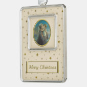 ヴァージンマリアとベビーイエスのクリスマス シルバープレートフレームオーナメント (左)