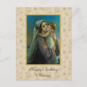 ヴァージンマリアとベビーイエスのフローラ背景 シーズンポストカード (正面)