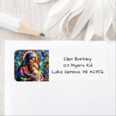 ヴァージンマリアとベビーイエズスのステンドグラス ラベル (インサイチュ)