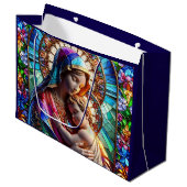 ヴァージンマリアとベビーイエズスのステンドグラス ラージペーパーバッグ (正面アングル)