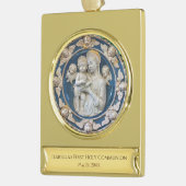 ヴァージンマリアと天使カトリック第一聖餐式 ゴールドプレートバナーオーナメント (左)