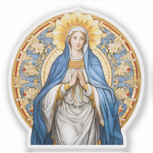 ヴァージンマリアと花の輪ビニル シール (正面)