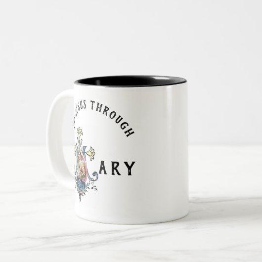 ヴァージンマリア宗教カトリックイエス祈りの言葉 ツートーンマグカップ (正面左)